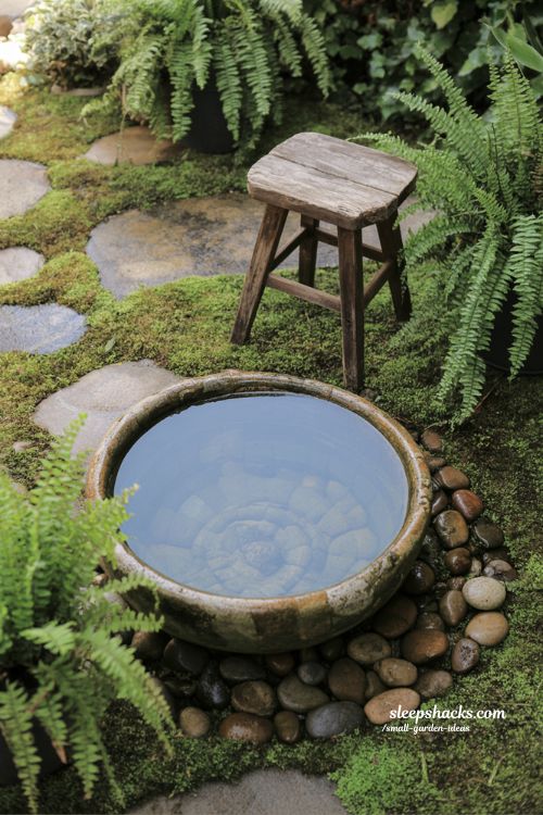 Mini water feature garden ideas for small spaces with calm relaxing pond design