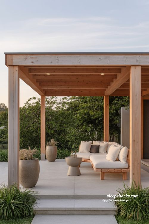 Title: Minimalist modern cedar gazebo ideas for a contemporary backyard retreat 