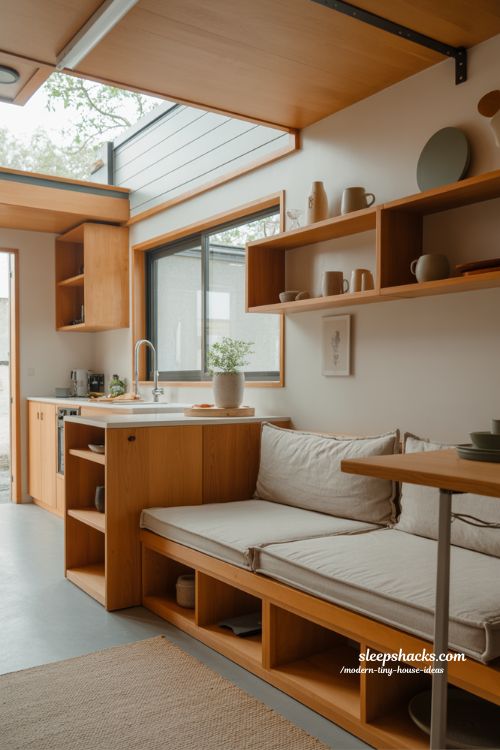 Modern tiny house ideas minimalist Japandi interior for small space living cozy micro home design