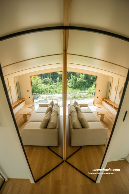 Modern tiny house ideas mirror tricks small space design reflection light expansion interior styling hacks