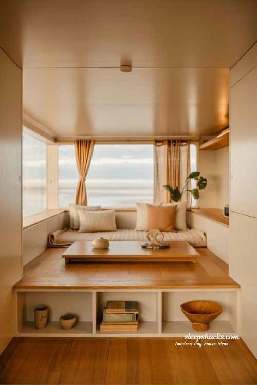 Modern tiny house ideas warm minimalist interior cozy small space design natural wood tiny home living