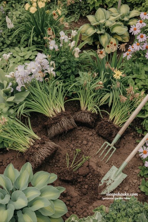 Perennial garden ideas for dividing plants like hostas daylilies and coneflowers to expand garden beds naturally