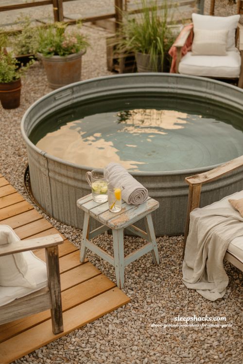 Rustic stock tank pool ideas for small backyards on a budget 