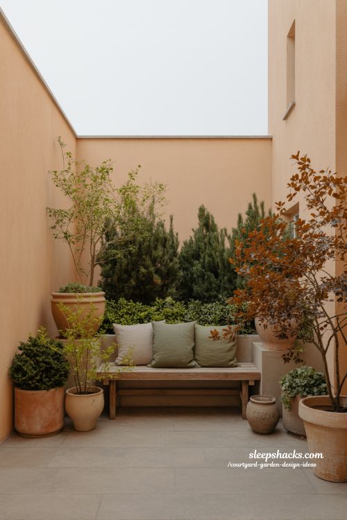 Small courtyard garden with seasonal updates and fresh changing decor