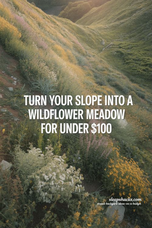 Title: Wildflower meadow sloped backyard idea with budget native seed planting 