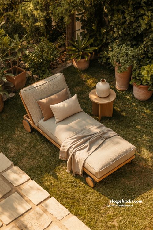 chaise lounge garden seating ideas for relaxing outdoor afternoons with movable sun friendly setup 