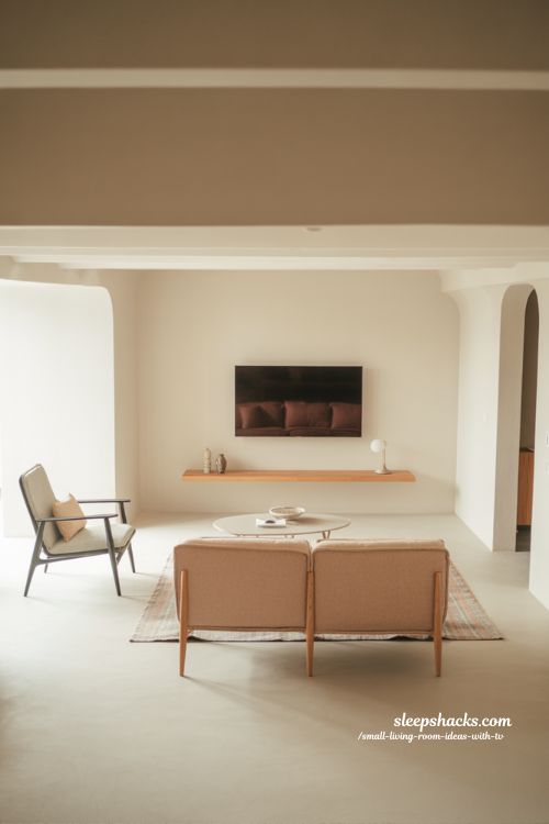 compact furniture scaling for small living room tv layout with balanced modern minimalist design
