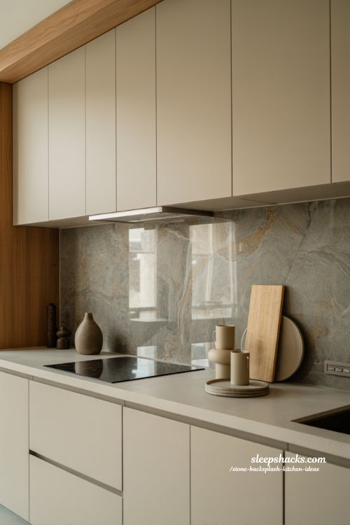 contemporary stone kitchen backsplash for stylish modern homes with warm organic texture