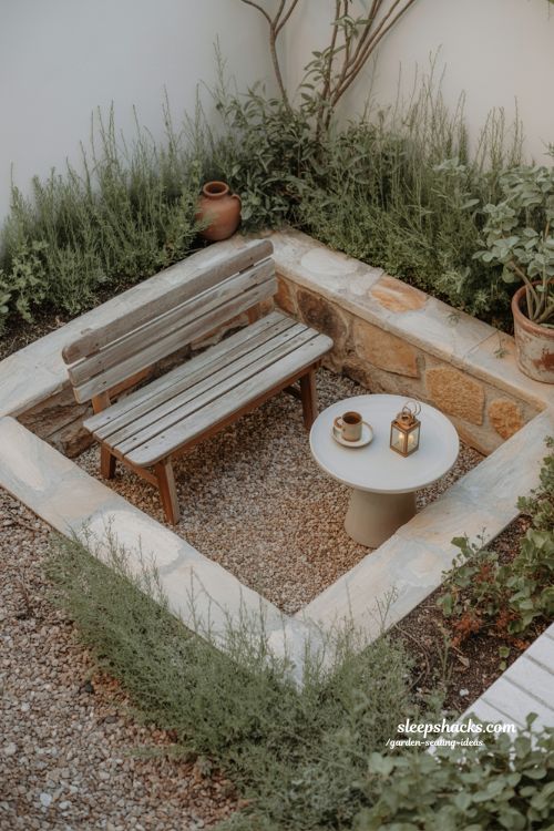 corner garden seating nook ideas with cozy chairs and small table for quiet outdoor retreat 