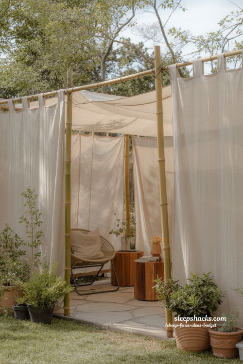 fabric screen fence for temporary backyard privacy patio idea lightweight outdoor divider 