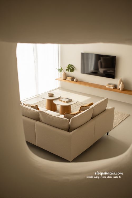 l shaped sofa layout for a defined small living room with modern open space design