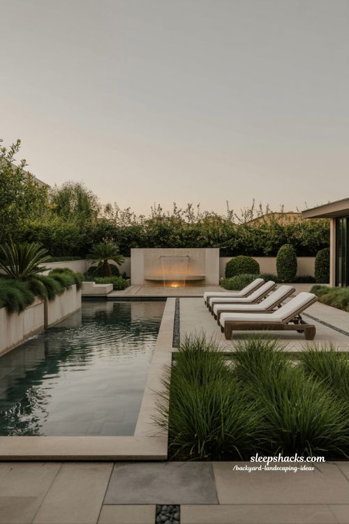 luxury backyard landscaping ideas that feel like a private resort with water and lounge spaces