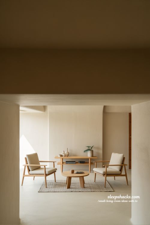 minimal armchair seating layout for a small living room with open and flexible modern design