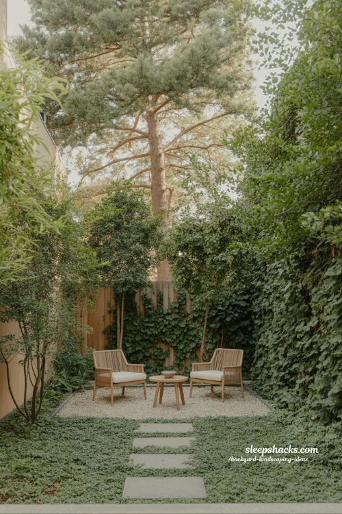 privacy backyard landscaping ideas for peaceful outdoor spaces with natural hedges and trees