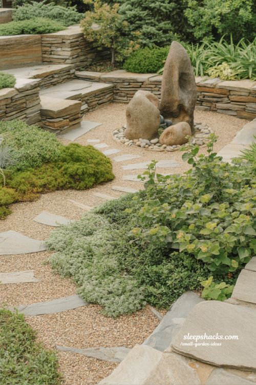 rock and stone accents for structure summer landscape garden ideas natural stone backyard design elements
