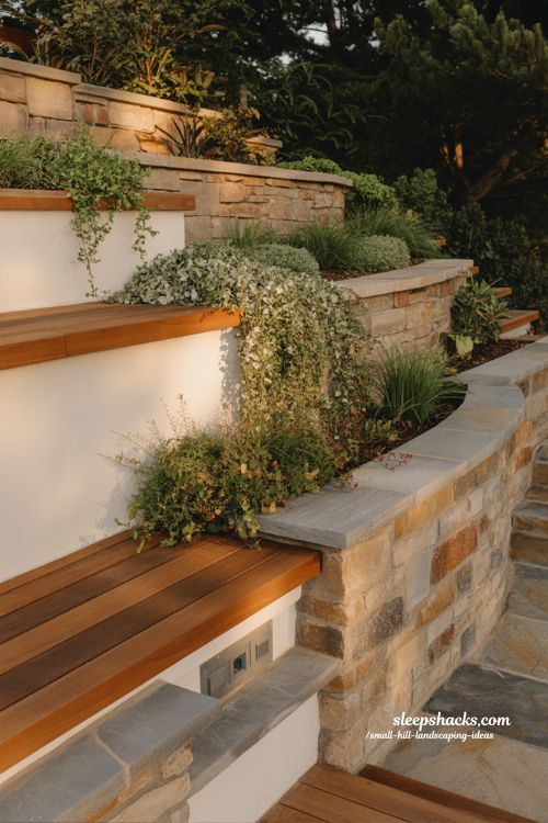 small hill landscaping ideas with retaining wall design for steep slope stabilization and garden structure
