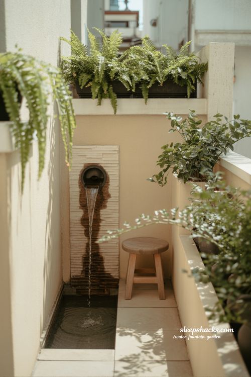 small space water fountain garden ideas for cozy balconies and compact patios