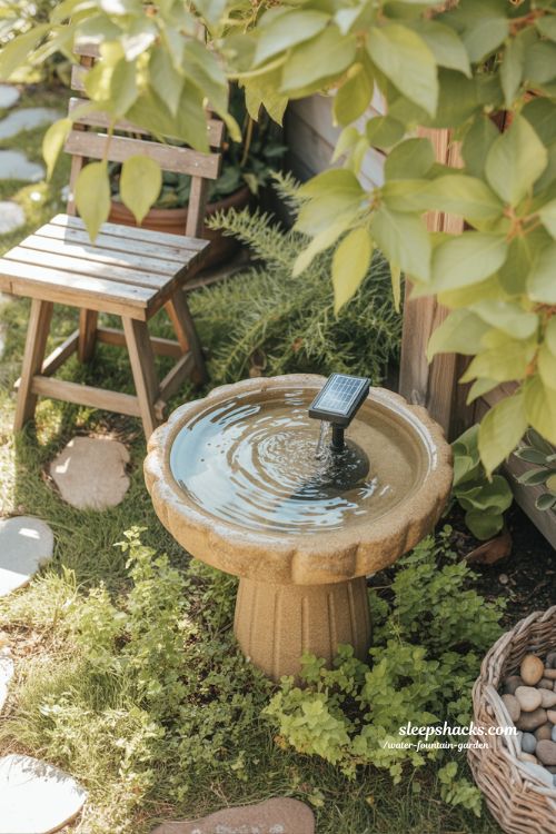 solar water fountain garden designs for easy eco friendly outdoor living