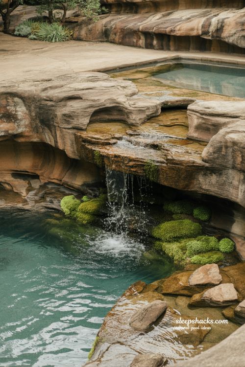 stone water feature natural pool ideas for textured eco landscape and timeless backyard design
