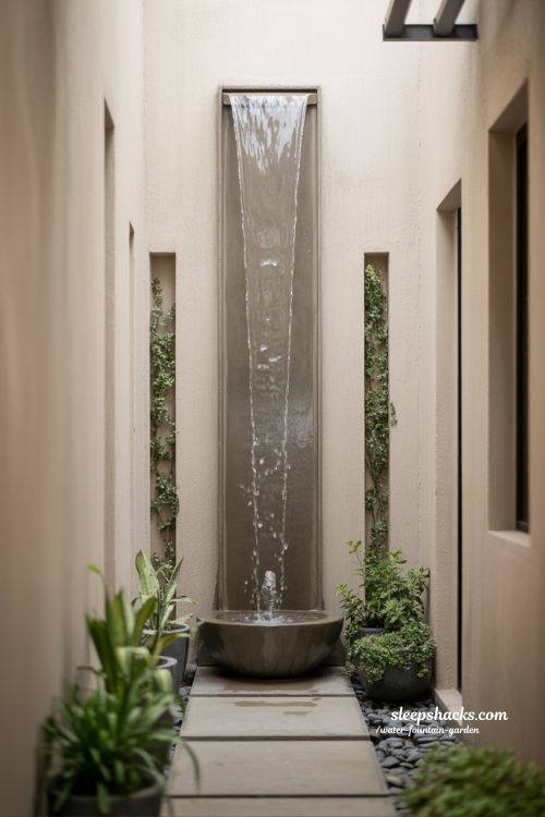 wall mounted water fountain garden ideas for narrow spaces and vertical outdoor design