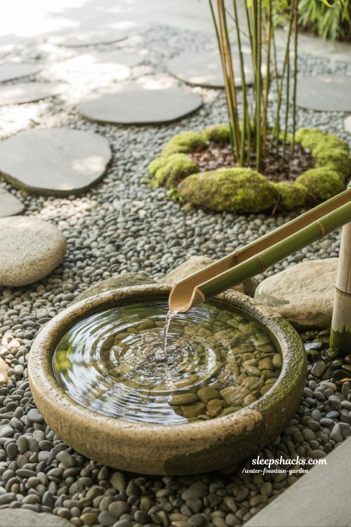 zen inspired water fountain garden for mental peace and calming minimalist outdoor retreat