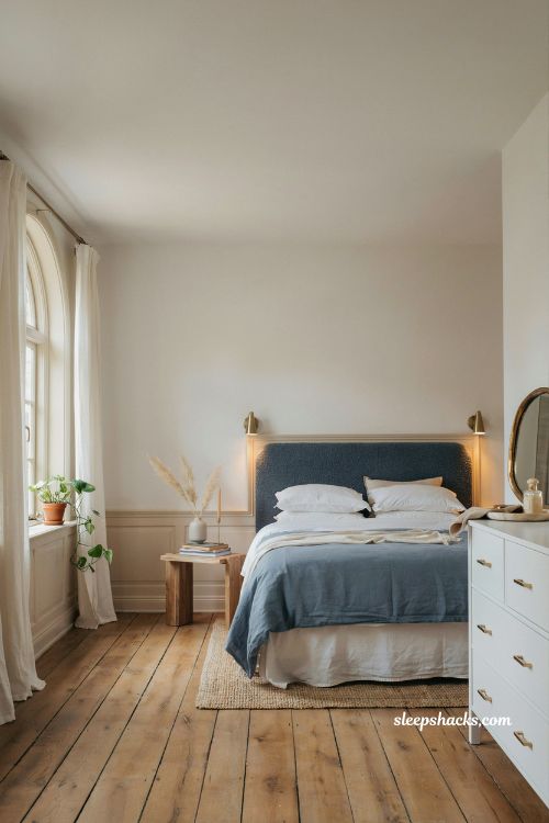 Blue and white bedroom ideas with brass and gold accents elegant French inspired interior styling