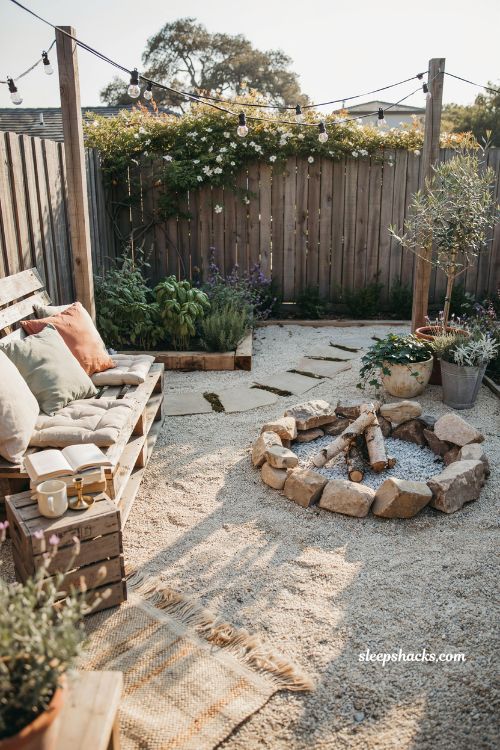 Budget friendly backyard ideas with cozy diy seating and warm garden lighting
