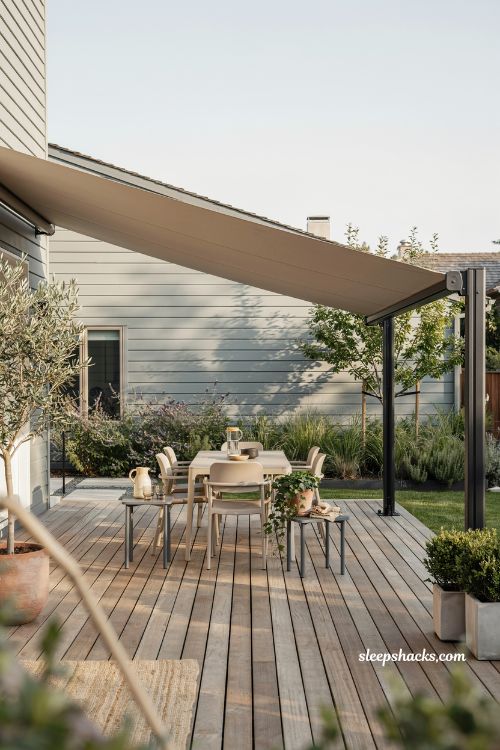 Budget friendly deck with retractable awning for flexible outdoor shade