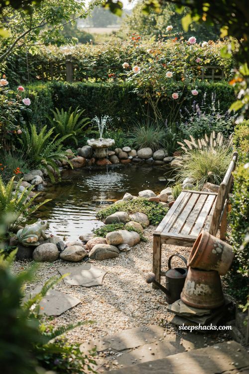 Diy small pond ideas with natural stones plants and peaceful backyard garden design