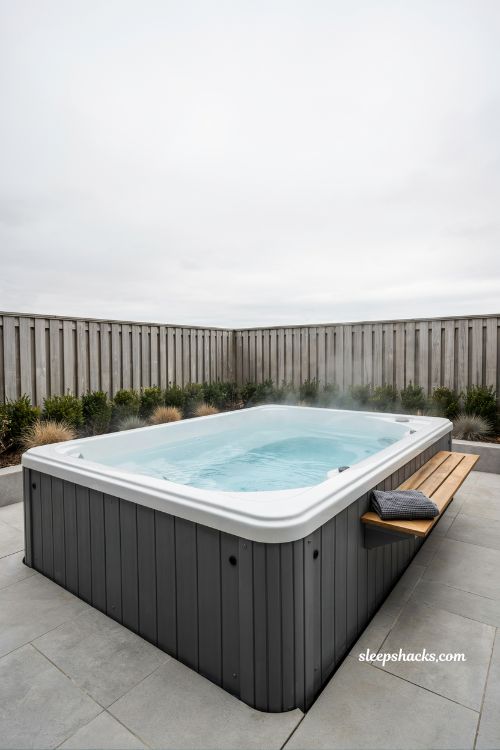 Fiberglass inground pool modern backyard design with tanning ledge and spa fast installation low maintenance luxury outdoor living (1)