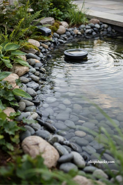 Floating solar water pump with battery backup garden fountain idea for cloudy weather outdoor pond feature