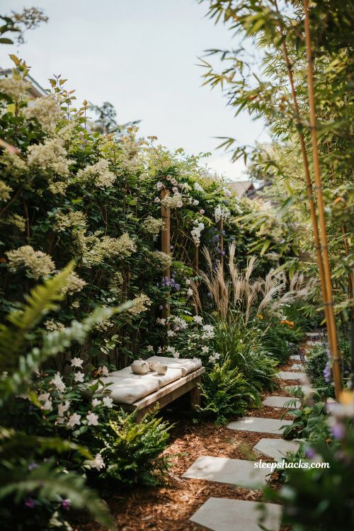 Garden landscape design ideas with natural privacy planting screens ornamental grasses and layered garden enclosure