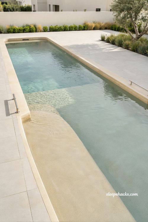 accessible beach entry pool walk in sloped design for easy gradual water entry