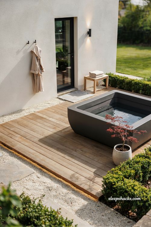 back door hot tub garden ideas for easy year round home spa access