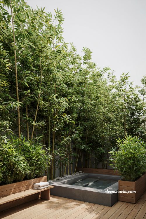 bamboo hot tub privacy garden ideas for a natural backyard spa retreat