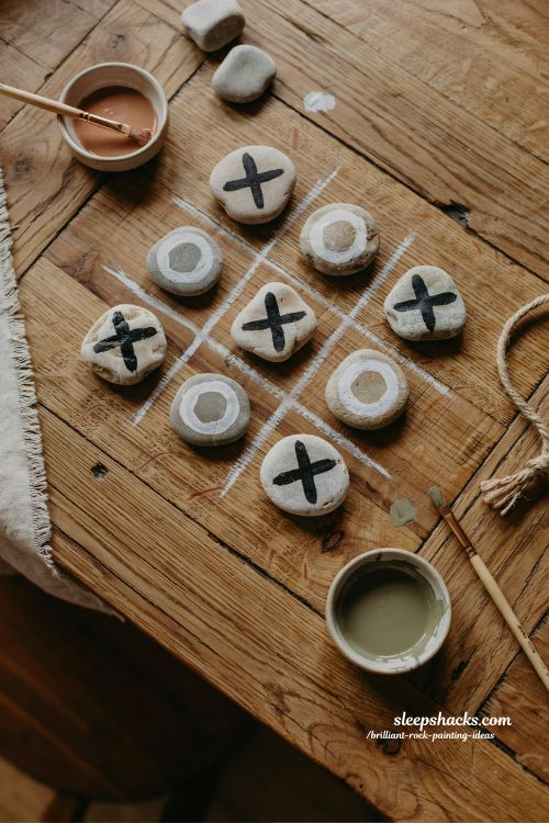 game rock painting ideas handmade tic tac toe stones for creative interactive family fun