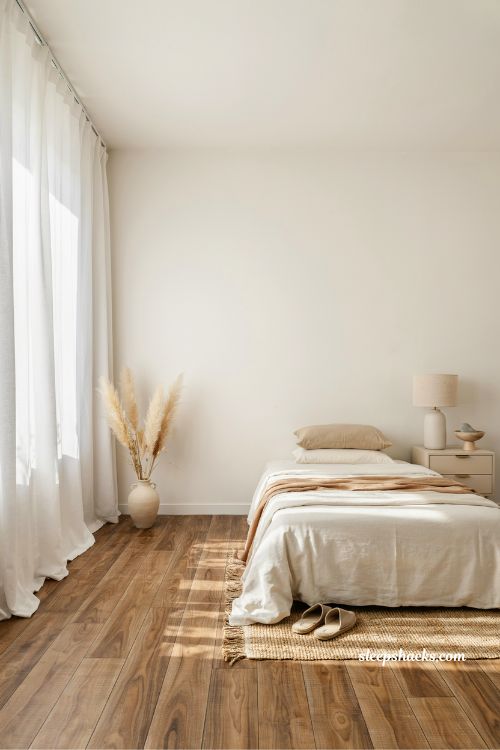 luxury vinyl plank flooring warm wood coastal bedroom ideas with natural driftwood tones and neutral decor