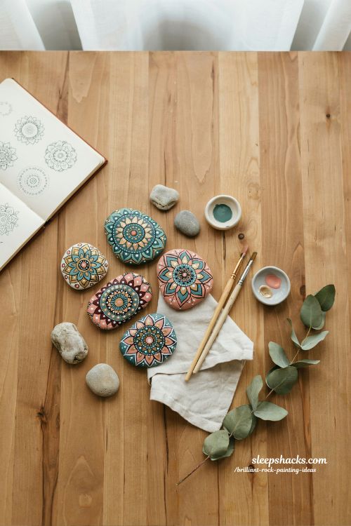 mandala rock painting ideas colorful dot pattern stones for relaxing mindful craft inspiration