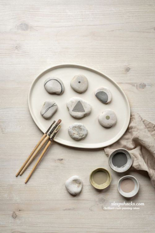 minimalist rock painting ideas simple neutral stone designs for modern clean aesthetic decor
