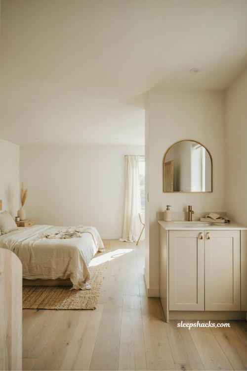 painted bathroom vanity coastal bedroom ideas for seamless neutral bathroom and bedroom flow