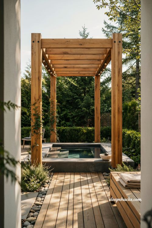 pergola hot tub garden ideas for creating a cozy shaded outdoor spa space