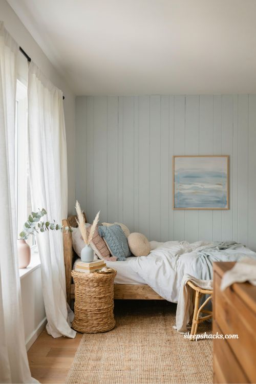 pink and blue coastal bedroom ideas with soft blush and ocean tones for a calm breezy retreat