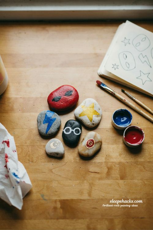 pop culture inspired rock painting ideas minimalist character stones for creative fandom art inspiration