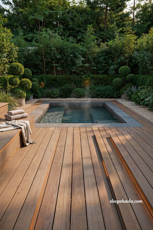 sunken hot tub deck ideas for a seamless modern backyard spa design