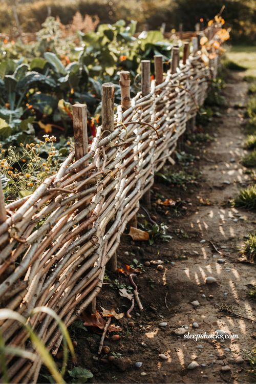 woven branch garden edging fence ideas rustic diy twigs and grapevine natural backyard border inspiration