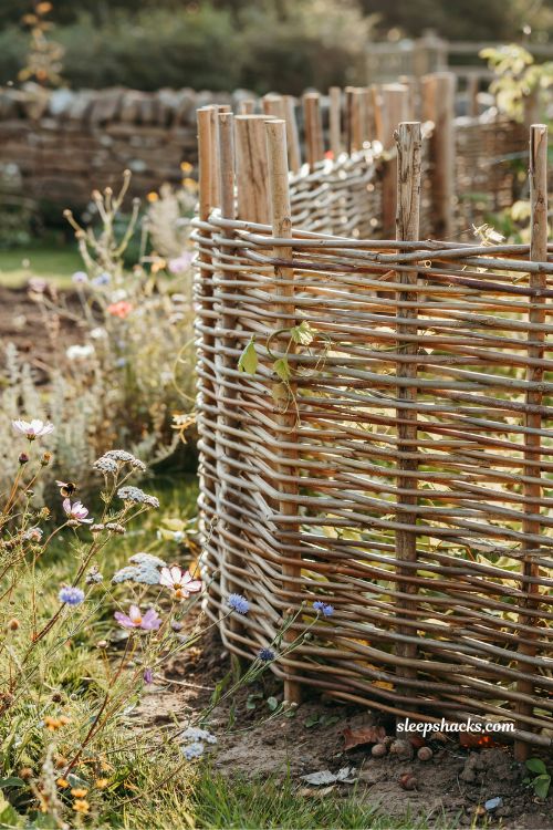 woven wattle fence panels from willow and hazel rustic garden border ideas with natural handcrafted countryside texture