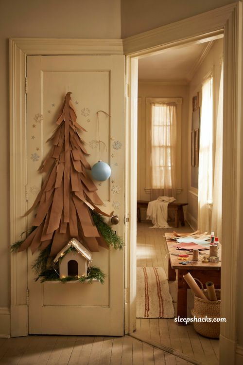 Christmas classroom door decorations with charlie brown christmas tree theme