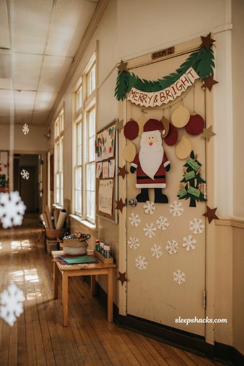 Christmas classroom door decorations with creative handmade holiday display ideas