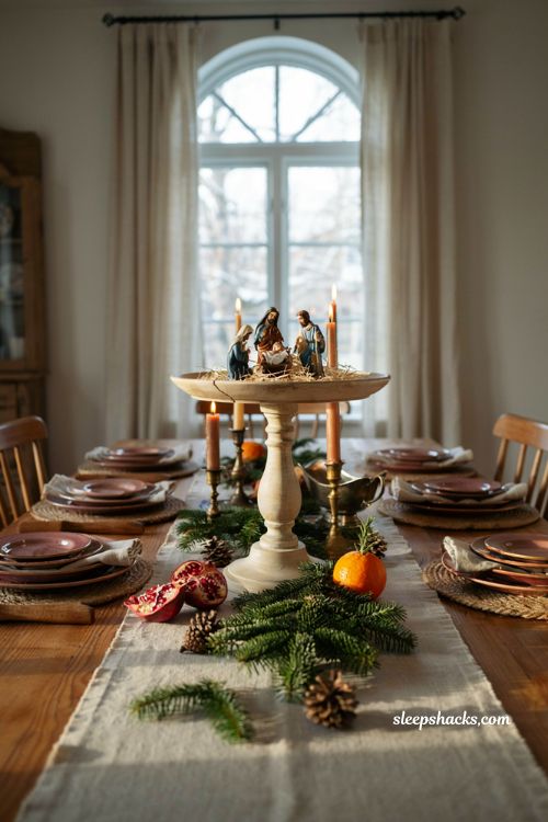 Christmas table settings ideas with votive candles and warm holiday glow