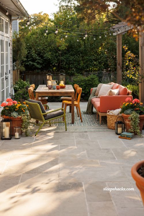 Colorful backyard ideas with bold outdoor furniture and vibrant patio seating